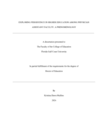 Exploring Persistence in Higher Education Among Physician Assistant Faculty: A Phenomenology