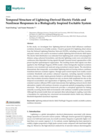 Temporal Structure of Lightning-Derived Electric Fields and Nonlinear Responses in a Biologically Inspired Excitable System