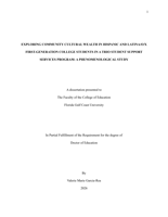 EXPLORING COMMUNITY CULTURAL WEALTH IN HISPANIC AND LATINA/O/X FIRST-GENERATION COLLEGE STUDENTS IN A TRIO STUDENT SUPPORT SERVICES PROGRAM: A PHENOMENOLOGICAL STUDY