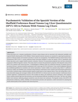 Psychometric Validation of the Spanish Version of the Sheffield Preference-Based Venous Leg Ulcer Questionnaire (SPVU-5D) in Patients With Venous Leg Ulcers